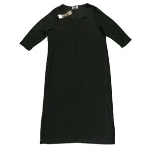Slinky Brand Dress Black 3/4 Sleeve Maxi Stretchy USA Made Size 1X NEW